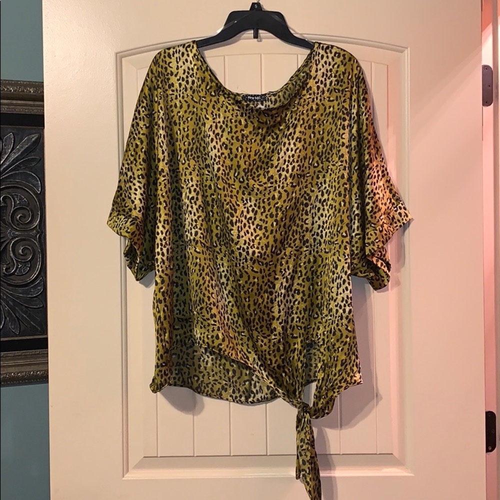 Leopard blouse with side tie 3xl